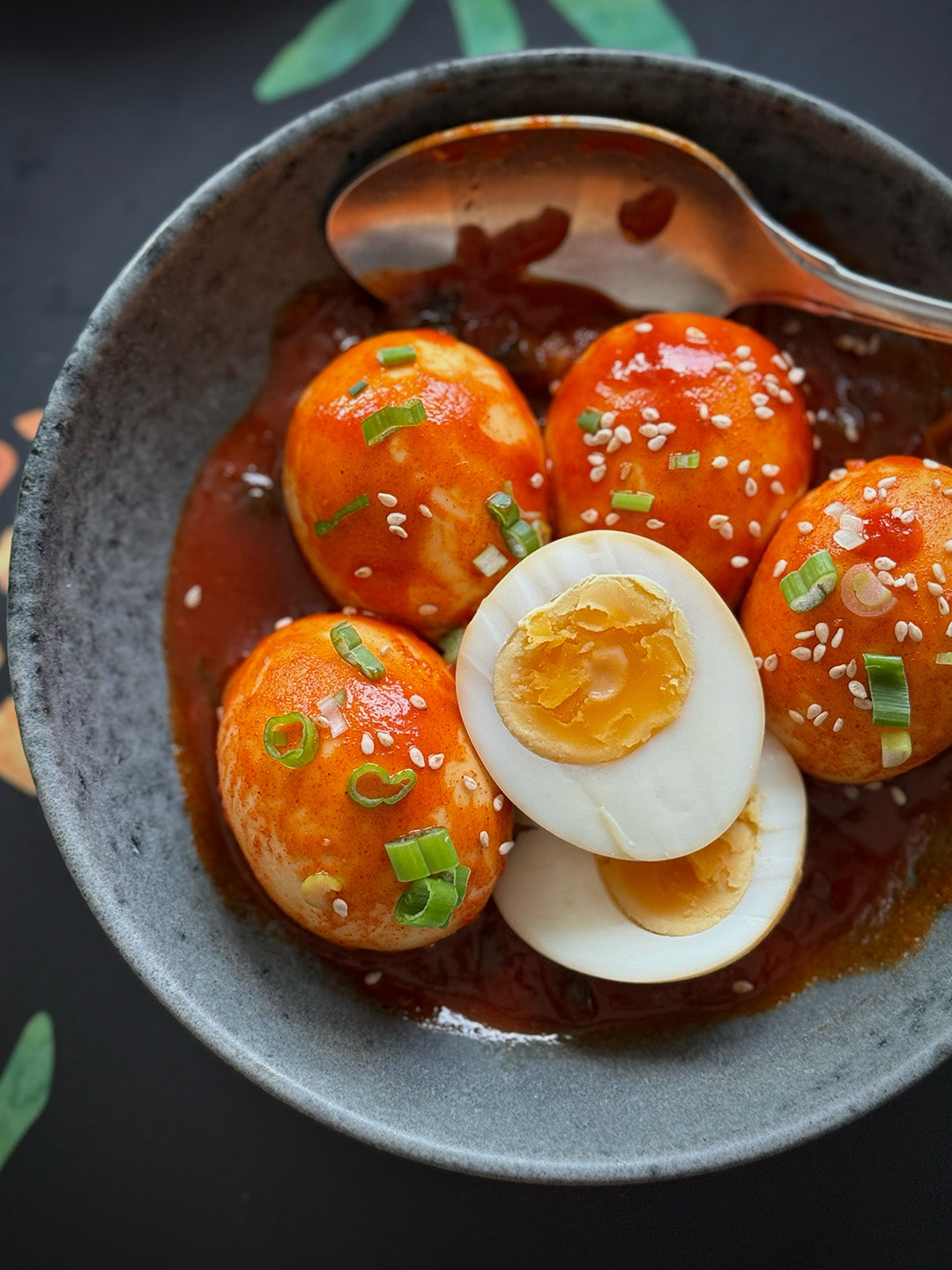 Gochujang-braised eggs