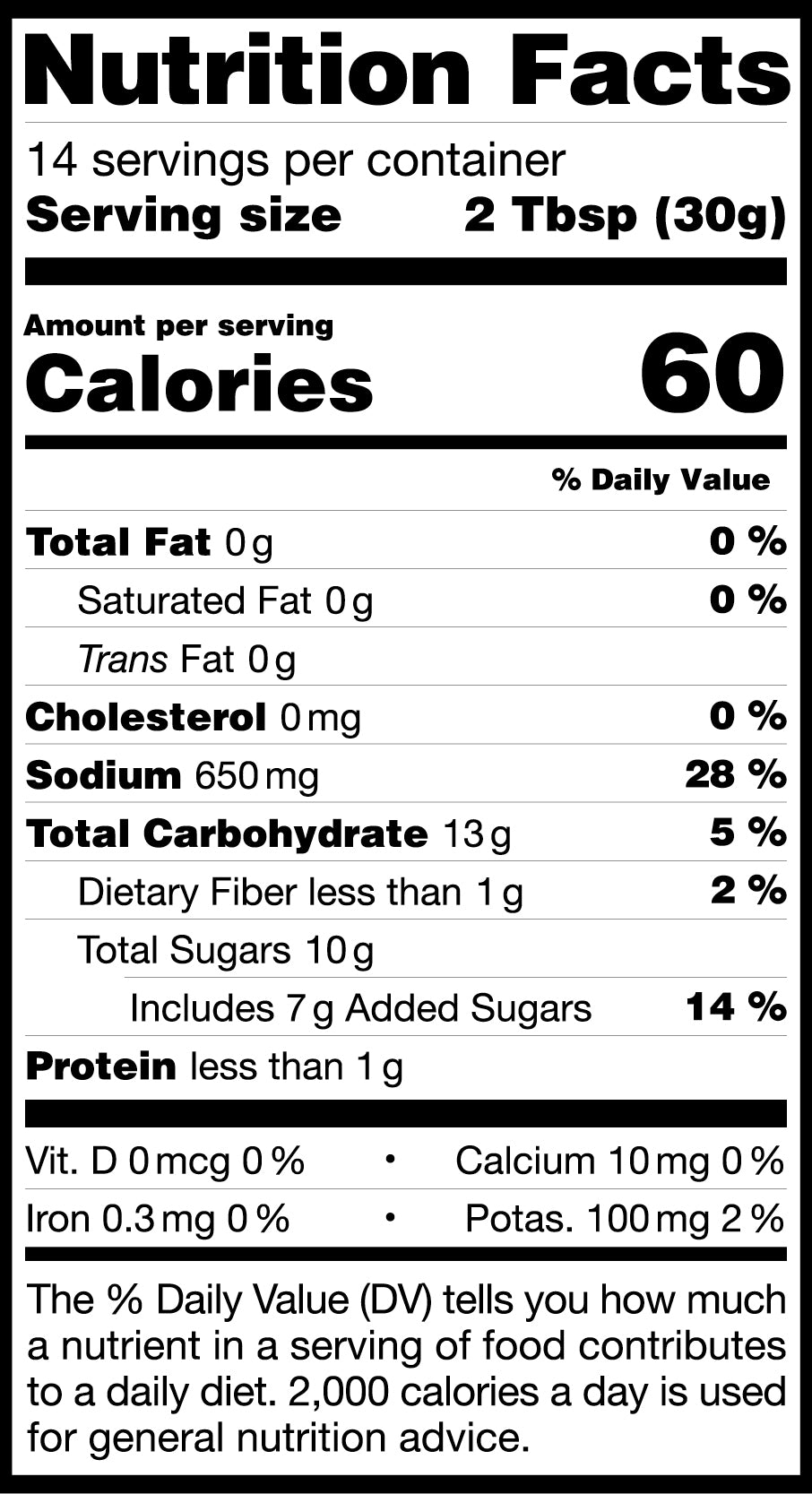 Korean BBQ Sweet&Spicy Nutrition Facts