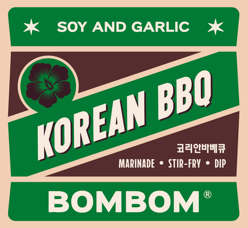 Korean BBQ Sauce Soy and Garlic Flavor Case by BOMBOM US in green soy and garlic label