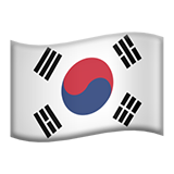 Korean flag emblem with red and blue taegeuk center and black trigrams on a white field.